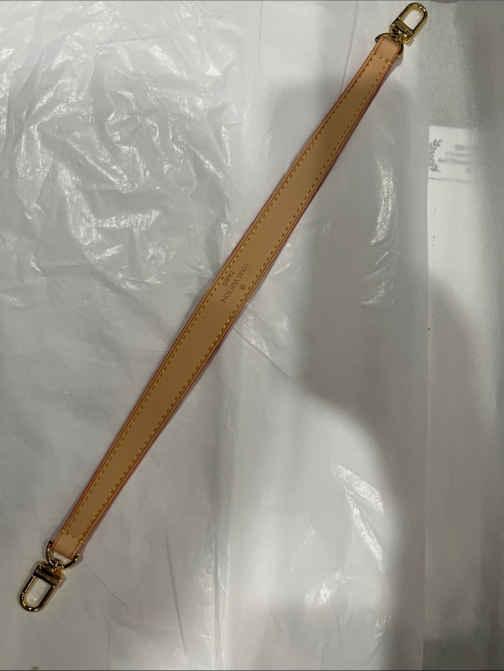 LV Vachetta Leather Strap in Light Tan with Yellow Stitching